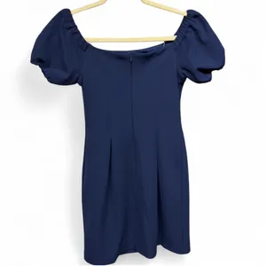 LEYDEN Navy Blue Ribbed Puff Sleeve Mini Dress Size XS thumbnail 6