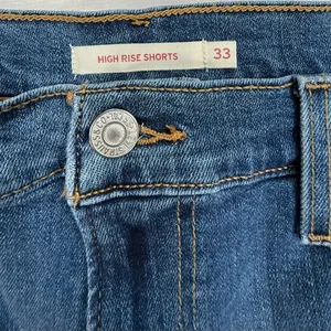 Levi's Dark Blue Distressed High-Rise Jean Shorts thumbnail 5