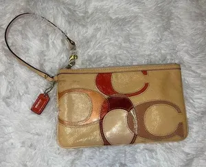 Coach Womens Wristlet Leather with Felt Detail Neutral Colored / Y2K thumbnail 1