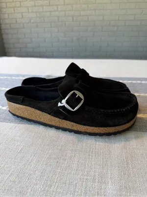 NWOT BIRKENSTOCK women's buckley leather clog in black Size 38 thumbnail 10
