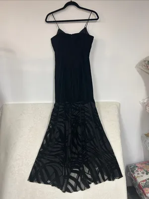Vintage Cache Gown Dress Black Zip Up Back Spaghetti Strap Womens Size 4 thumbnail 3