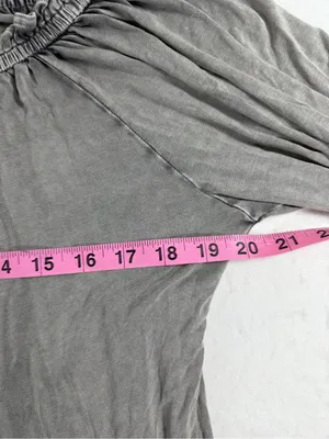 Solitaire Embroidered Peasant Blouse Gray‎ Boho Cottagecore Off Shoulder Top L thumbnail 5