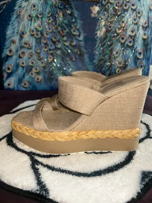 Jennifer Lopez Neutral Beige Wedge Sandals - Unbranded thumbnail 5