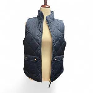 J.Crew Womens S Navy Blue Puffer Zip Up‎ Vest Gingham Print Snap Buttons Preppy thumbnail 3
