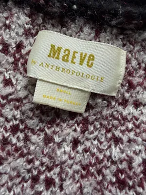 Anthropologie Maeve Burgundy and White Houndstooth Cardigan thumbnail 6