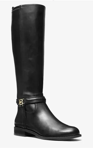 Michael Michael Kors Mindy Flat Leather Black Boots 7.5‎ $375 thumbnail 1