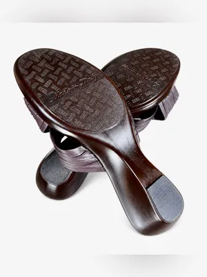 Damiani’s Italy Brown Leather Ruched Slide Heels Sandals Size 8 thumbnail 4