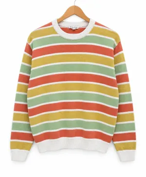 Striped Knit Sweater Small Wool Blend 90s Grunge Indie Skater Retro Crewneck EUC thumbnail 1