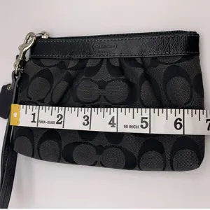 COACH Black Signature Canvas Wristlet thumbnail 7