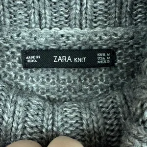 Zara Knit Medium Gray Turtleneck Sweater Oversized Dress Winter Warm Basic Fall thumbnail 3