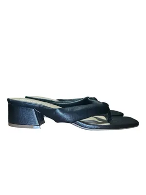 C. EST 1946 Leather Slide Sandals 7 Black EUC thumbnail 4