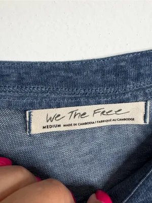 Free People We The Free Chill Out Blue Cold Shoulder‎ Burnout Tee Medium Boho Soft Girl thumbnail 4