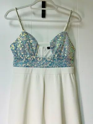 Boutique White and iridescent sequin jumpsuit thumbnail 4