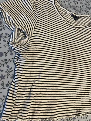 American Eagle Black & White Striped Tee thumbnail 2