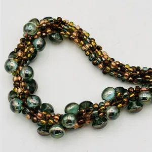 Artisan Beaded Necklace with Green and Brown Accents thumbnail 5