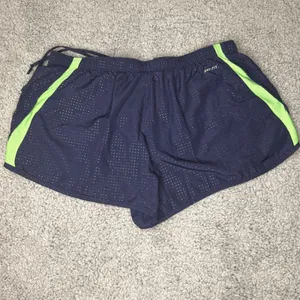 Nike Dri-FIT Womens XL Navy Blue Green Mesh Running Athletic Shorts thumbnail 3
