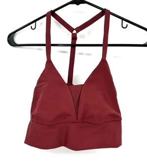 Offline by Aerie Size Medium Burgundy Maroon Sports Bra T Back V Neck No Padding thumbnail 1