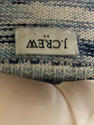 J Crew Blue White Cotton Boxy Fisherman Sweater Size XS thumbnail 2