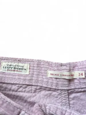 Levi's Premium Ribcage Straight Cord Ankle Jeans Pink Corduroy Pants Size 24 thumbnail 6