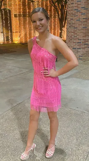 Ashley Lauren Neon Pink One Shoulder Dress thumbnail 1