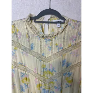 LoveShackFancy Target Yellow Floral Lace peasant Mini Dress Plus 1X Cottagecore‎ thumbnail 3