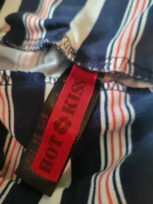 Hot Kiss Striped Wide-Leg Pants in Navy, White & Red thumbnail 2