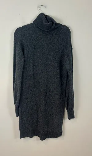 J. Crew Charcoal Gray Turtleneck Sweater Dress Merino Wool Blend Size Medium thumbnail 1