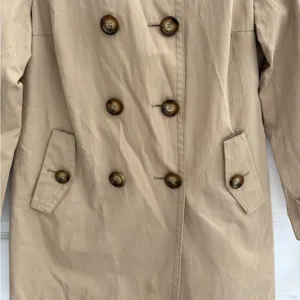 London Fog women’s khaki color Double-Breasted Trench Coat no belt size Small thumbnail 7