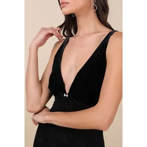 NIA The Brand Guest Black Velvet and Lace Midi Dress Whimsigoth Wedding Formal S thumbnail 2