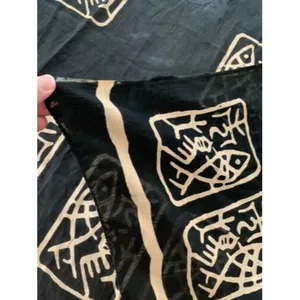 Fabric Souvenir Rectangle Beach Boho Hippy Fish Black Tan Symbols 3.5ft … thumbnail 5
