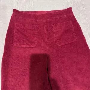Self-E Womens Burgundy Corduroy 26x28 Flare Wide‎ Leg Pants Elastic Waist Size M thumbnail 2