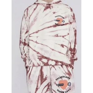 Talentless Screw Love Tie Dye Hoodie Organic Cotton Sweatshirt Large Brown White thumbnail 2