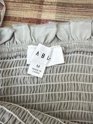 Mabel Smocked Ruffle Midi Dress in Gray thumbnail 5