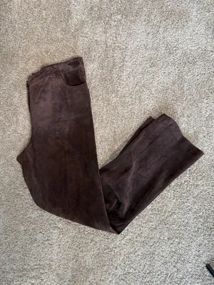 Brown suede 100% Leather Flare leg Pants thumbnail 5