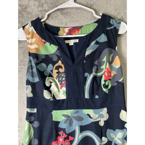 Boden Navy Floral Sleeveless Sheath Dress Whimsical Botanical Cottagecore Preppy thumbnail 2
