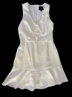 Aryn K White Sleeveless V-Neck Fit & Flare Mini Dress thumbnail 1
