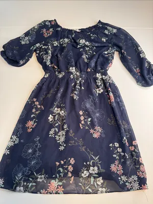 Maurices Navy Floral Dress thumbnail 1