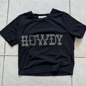 Black Rhinestone Howdy Tee 12th Tribe Crop thumbnail 1