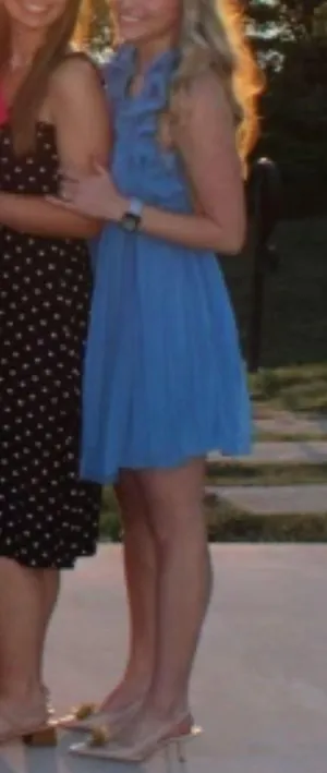 Blue Ruffle Open Back Mini Dress  thumbnail 4