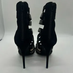 Steve Madden Heels Women 9 Black Malika Open Toe Strap Sandals Wedding Party NEW thumbnail 5