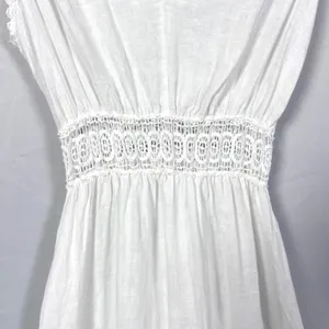 Terzo Millennio 100% Linen Maxi Dress Womens S Made in Italy Crochet Boho White thumbnail 10