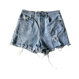 Levis Womens Premium Ribcage Shorts 28 Blue Button Fly Big E‎ Cut Off Denim thumbnail 1