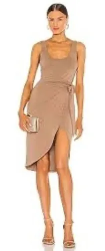 Lovers + Friends Kalhlo taupe brown midi dress size xs thumbnail 1