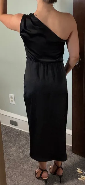 PrettyGarden Satin Dress One-Shoulder Wrap Midi Dress thumbnail 4