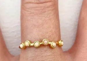Five and Two New  Scattered Opal Gold Tone Serena Stacking Ring Size 6 thumbnail 10