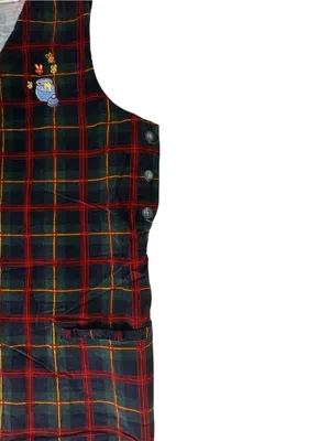 Vintage 90s Disney Store Winnie the Pooh Plaid Corduroy Jumper Dress M thumbnail 6