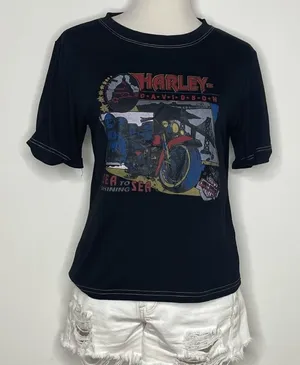 5/$25💜 SHEIN- Black "Harley Davidson" Graphic Tee thumbnail 1