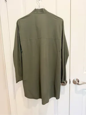ADAY Something Borrowed Button Down Tunic Top in Olive Moss Green‎ size Large thumbnail 3