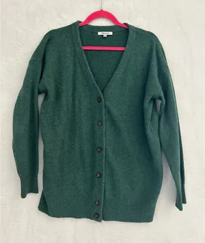 Madewell Merino Wool Blend Oversized Cardigan Sweater Green‎ XS CKP479585329 thumbnail 1