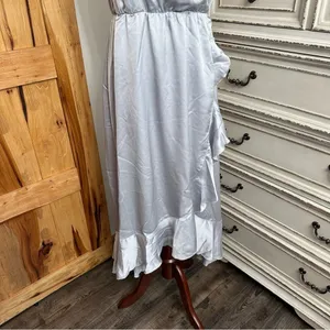 Show Me Your MuMu Light Blue Ruffle Wrap Dress thumbnail 6